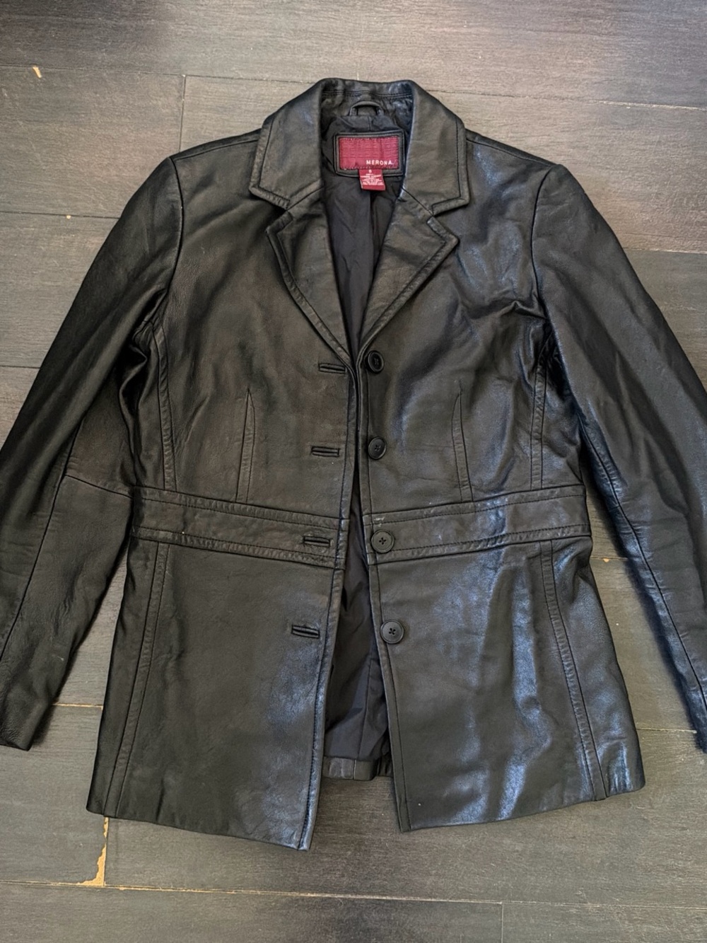 Black Genuine Leather Blazer Women's Jacket